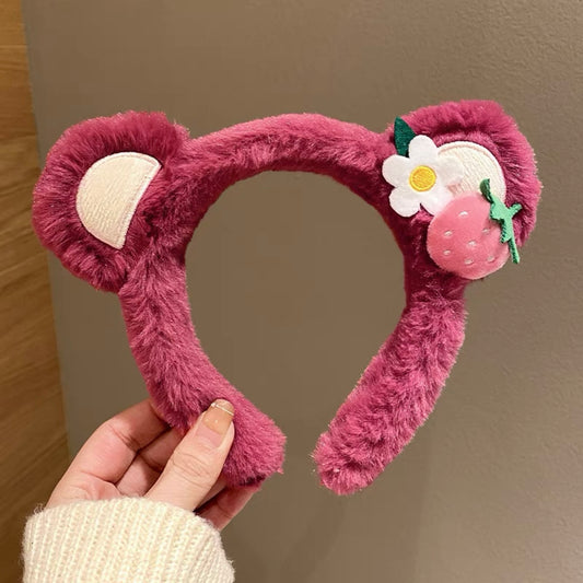 【Headband】Strawberry Bear Absorbent Hairband for Washing and Grooming