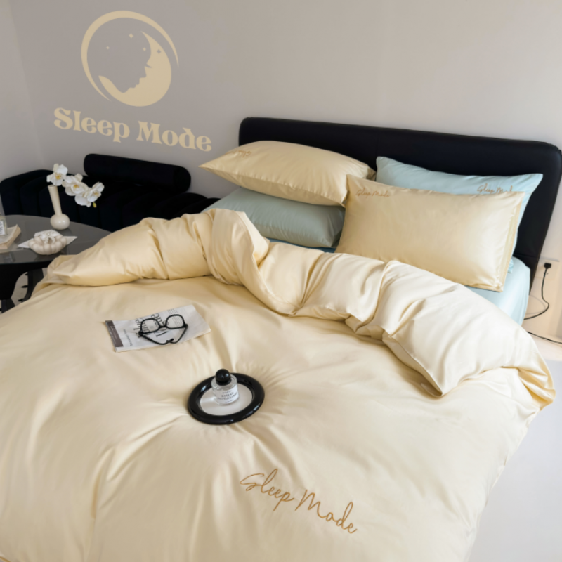 100s Long Staple Cotton Four Piece Bedding Set Honey Silk Dream Green