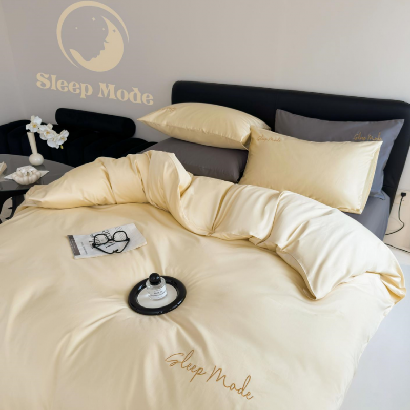 100s Long Staple Cotton Four Piece Bedding Set Honey Silk Dream Grey