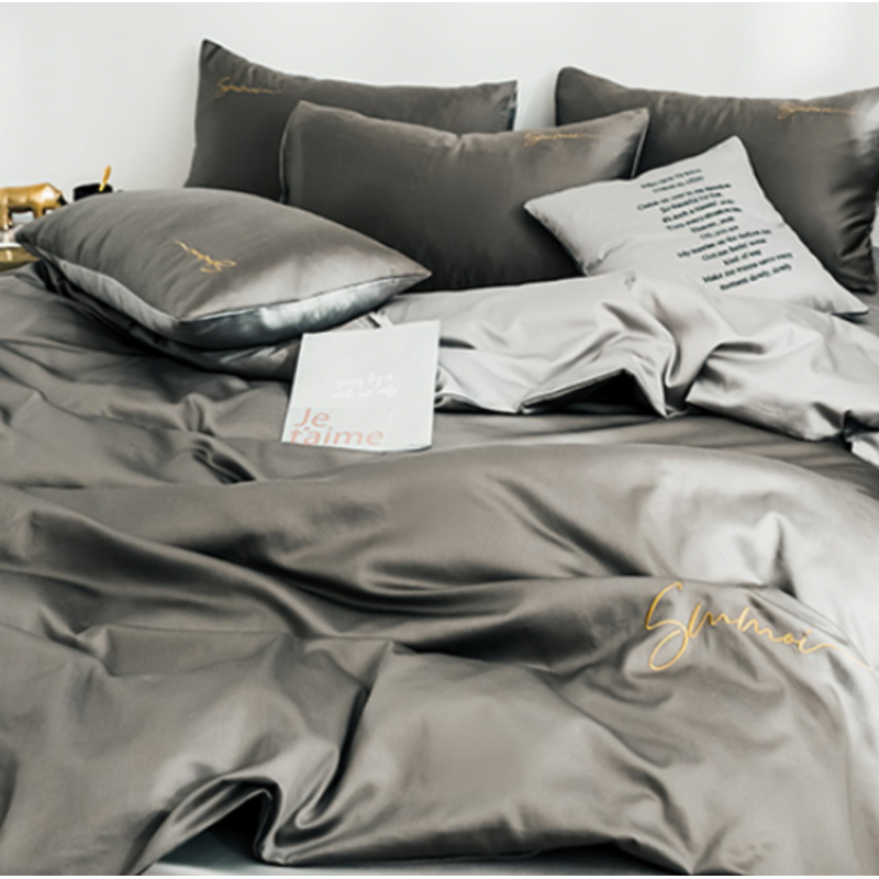 60S Long-Staple Cotton Embroidery Quilt Cover Broidery Grey