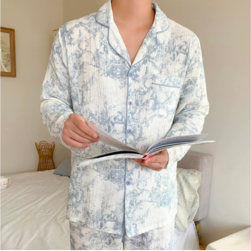 Baby Cotton Bubble Gauze Home Wear Ink Splash