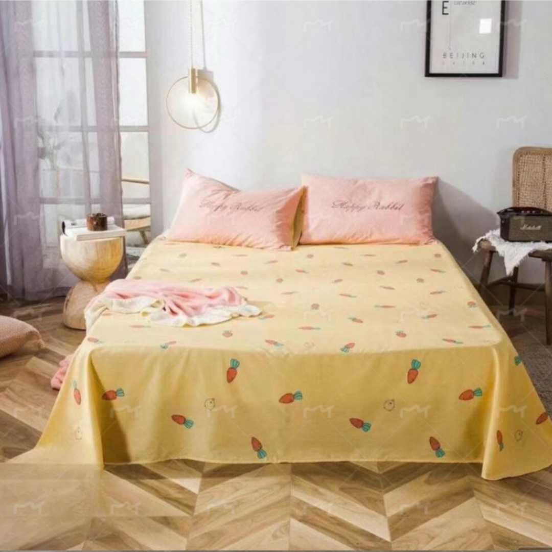 Water-washed Cotton Embroidered Flat Sheet Pink Radish
