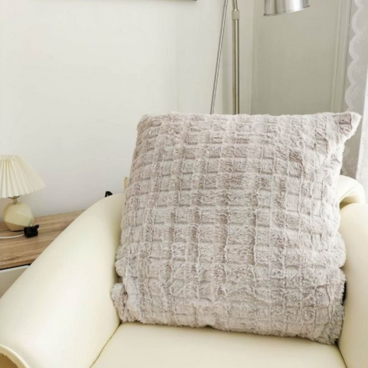 Faux Rabbit Fur Super Soft Cushion Pillow Grey
