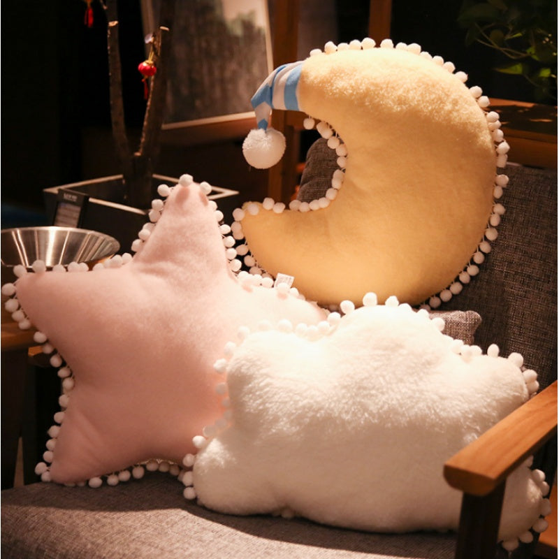 Sweet Macaron Color White Star Cushion