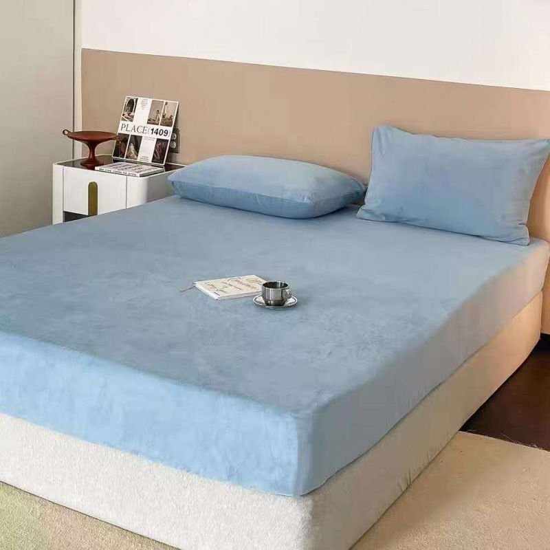 High GSM Milk Velvet Fitted Sheet Blue