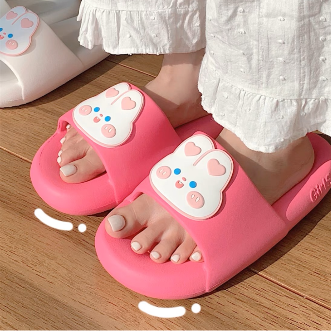 Waterproof Super Soft Bath Slippers Rabbit Rose Pink