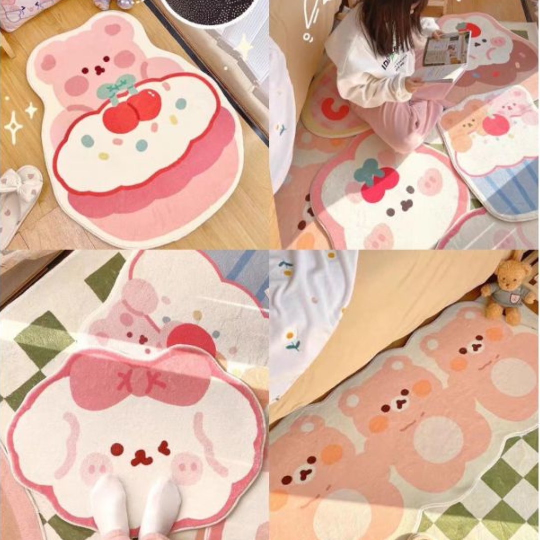 Cartoon Cute Blanket Shaped Floor Mat Three Bear Cubs
