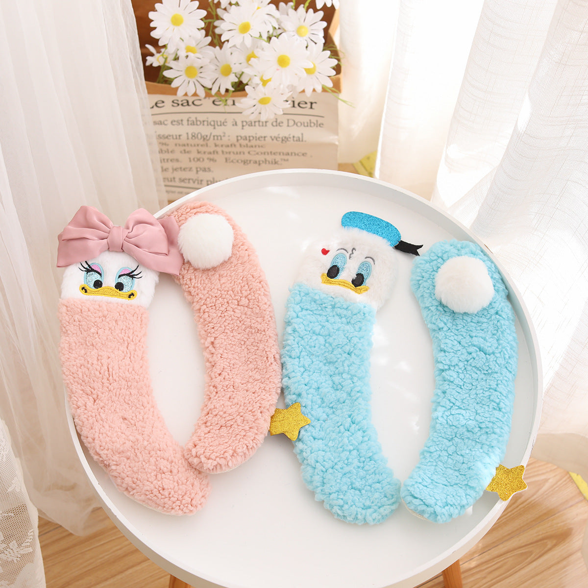 Cartoon 3D Fluffy Toilet Seat Cover Daisy Duck
