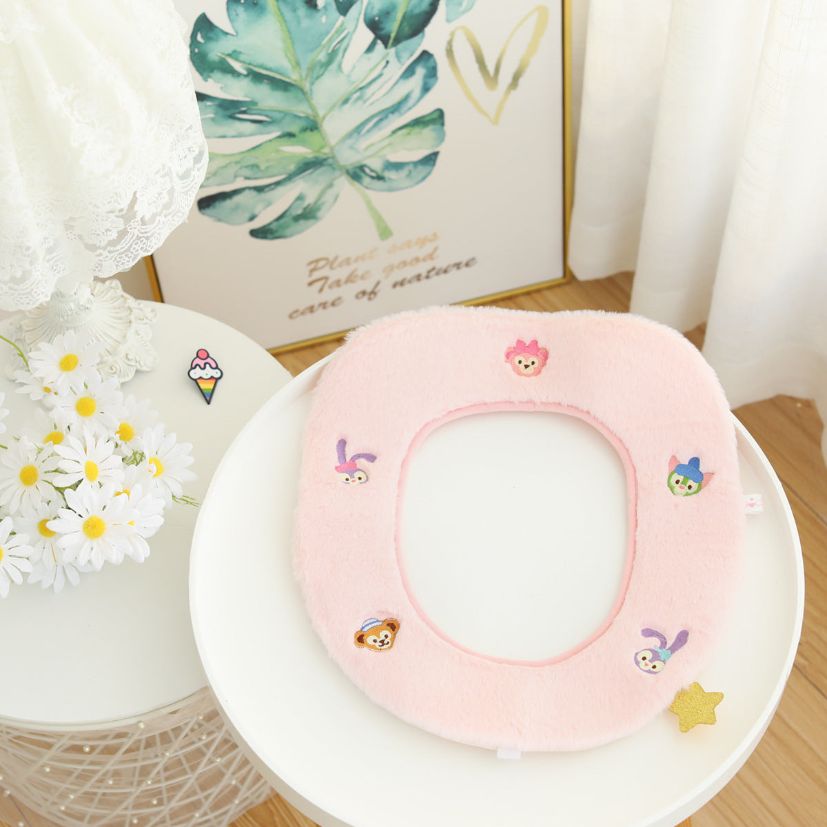 Winter Warm Butt Fluffy Toilet Seat Cover Pink StellaLou