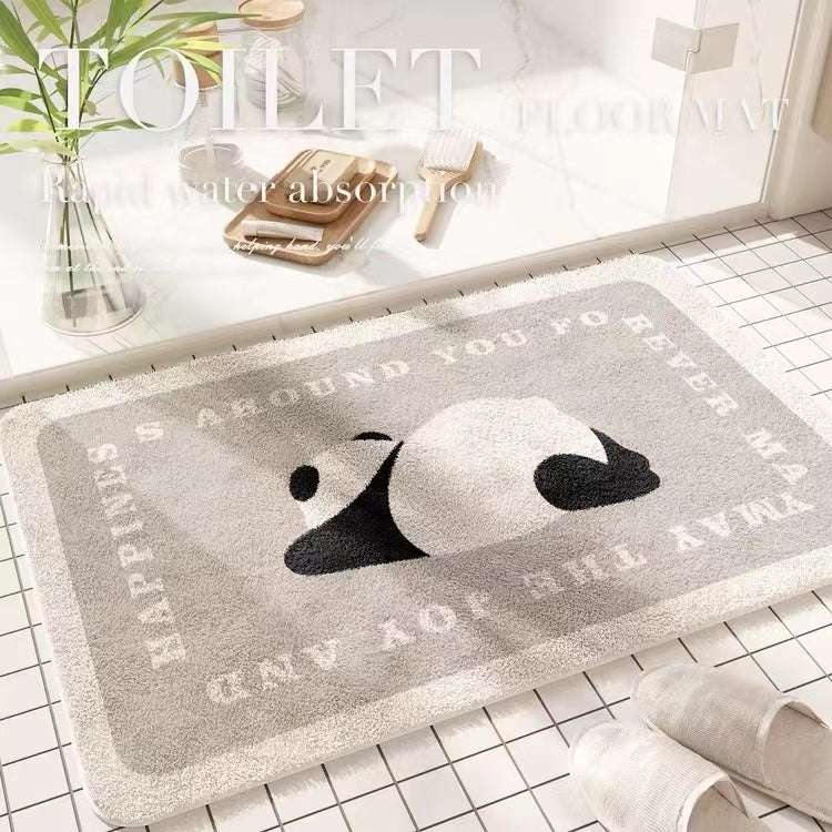 Faux Lambswool Bathroom Absorbent Non-slip Rug Lying Panda