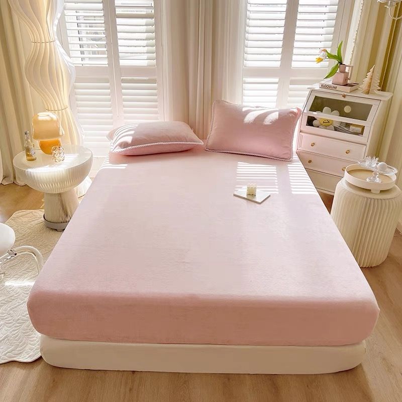 High GSM Milk Fleece Fitted Sheet Pink Complimentary pair of cotton pillowcases