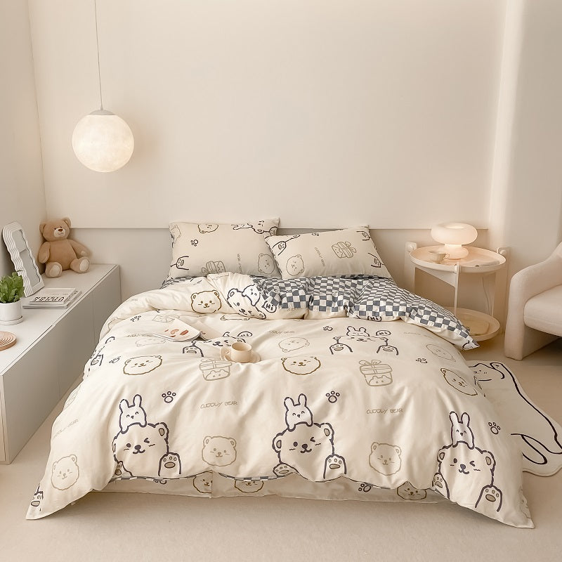 40S Pure Cotton Reversible Gift Bear- 4 in 1 bedding sets