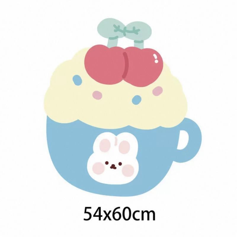 Cartoon Cute Blanket Shaped Floor Mat Cherry Bunny