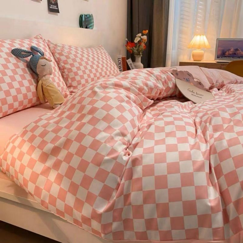 40S Pure Cotton Floral Double Sided Duvet Cover Pink Heart