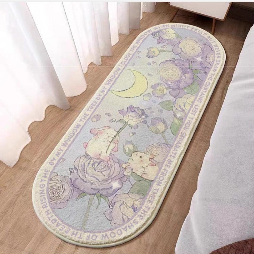 Faux Lambswool Bedside Rug Purple Dream Bunny