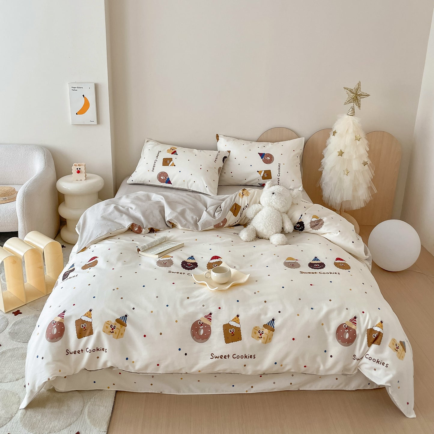 40S Pure Cotton Reversible 4 in 1 Bedding Sets Sweet Cookies