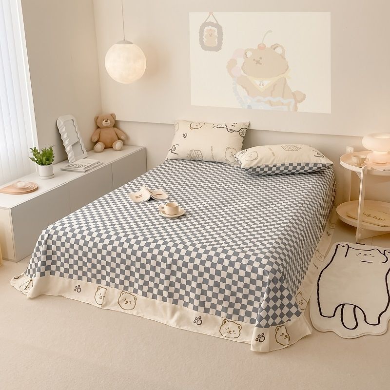 40s Pure Cotton Fitted Sheet 3 in 1 Bedding Sets Gift Bear