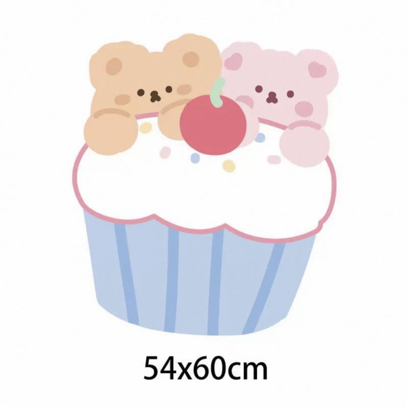 Cartoon Cute Blanket Shaped Floor Mat Cherry Brown Bears