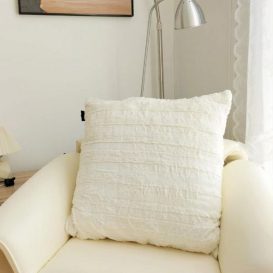 Faux Rabbit Fur Super Soft Cushion Pillow White