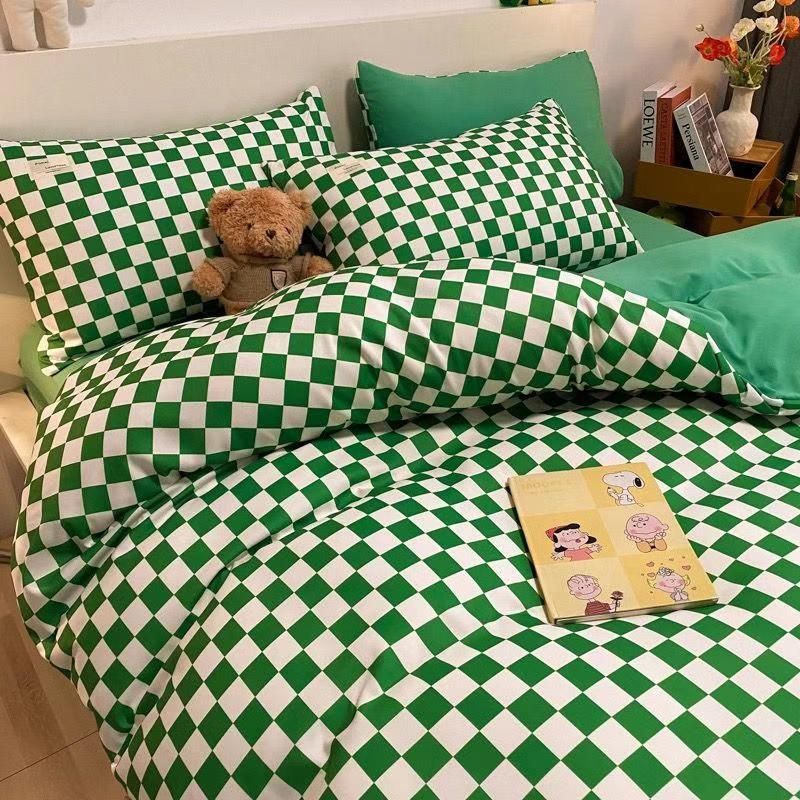 40s Pure Cotton Printed Cute Pillowcase Pair Green Plaid