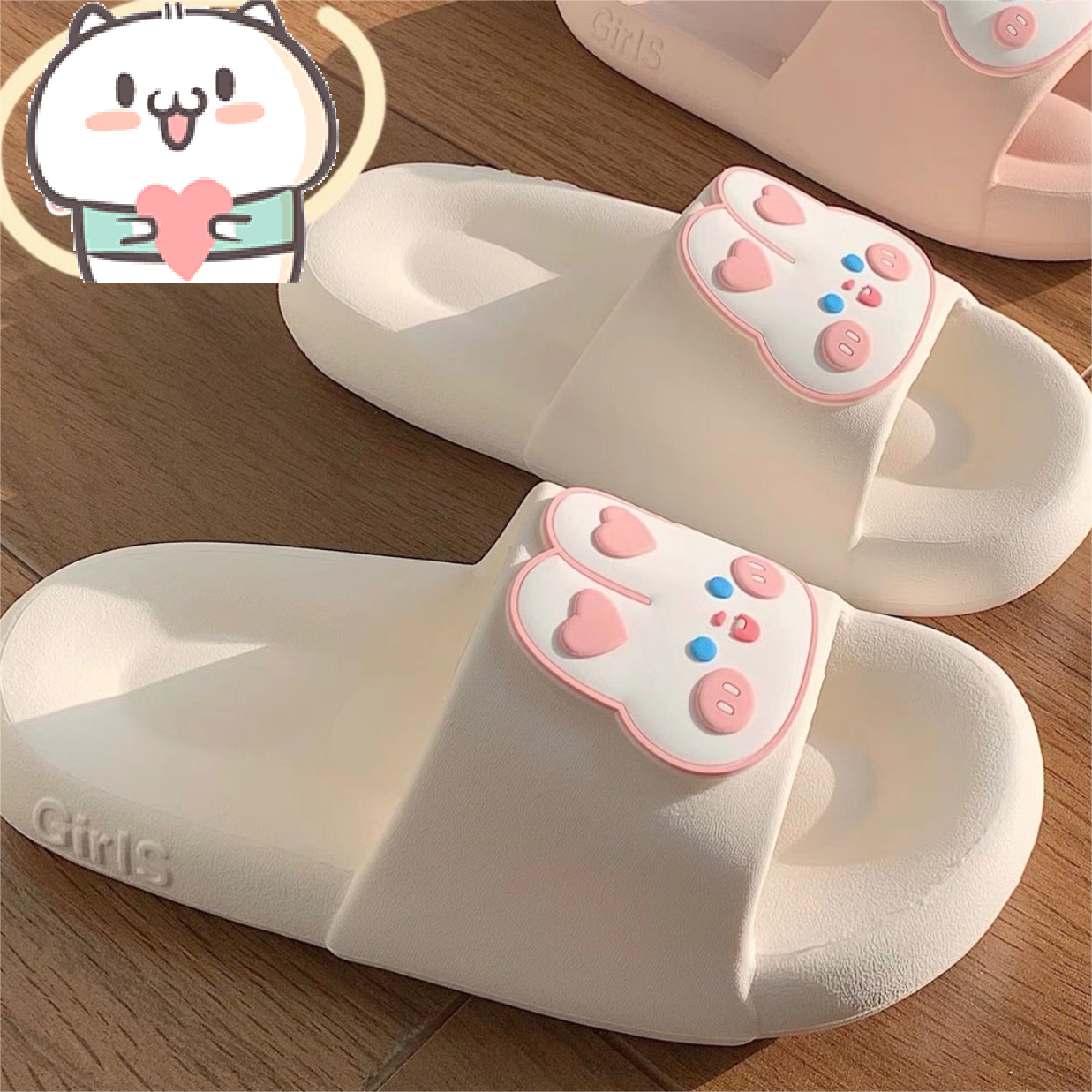 Waterproof Super Soft Bath Slippers Rabbit White