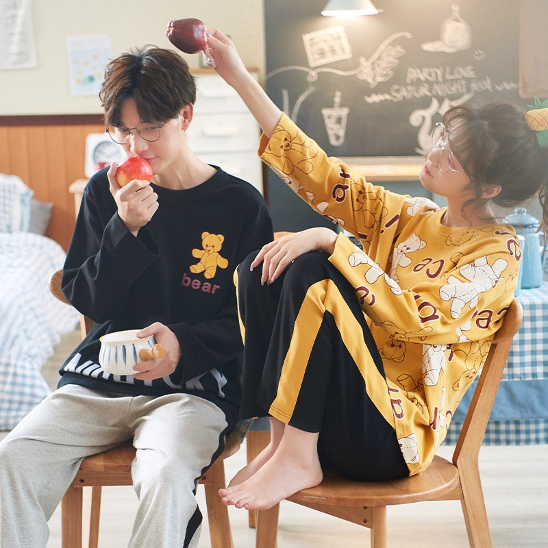 [Couple Cotton] Bear Cub Pajamas Long Sleeve Set