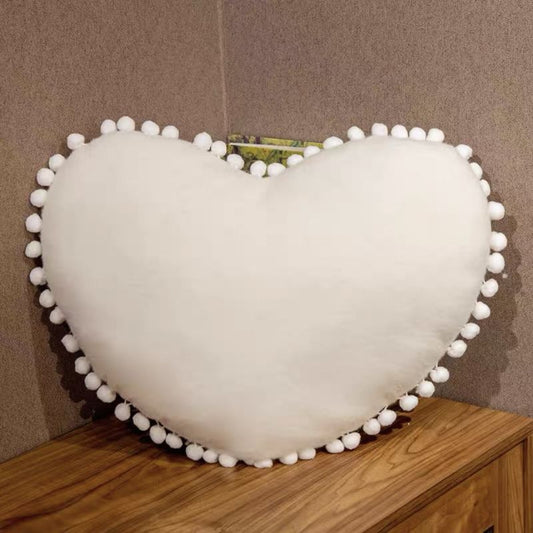 Sweet Macaron Color White Heart Cushion