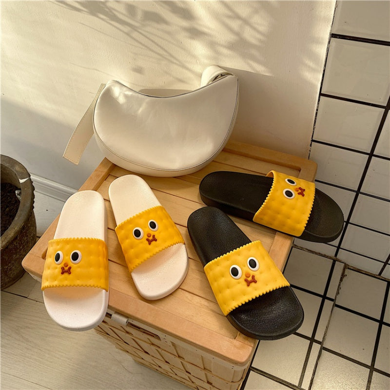 Waterproof Super Soft Slippers Cheese Biscuits Black