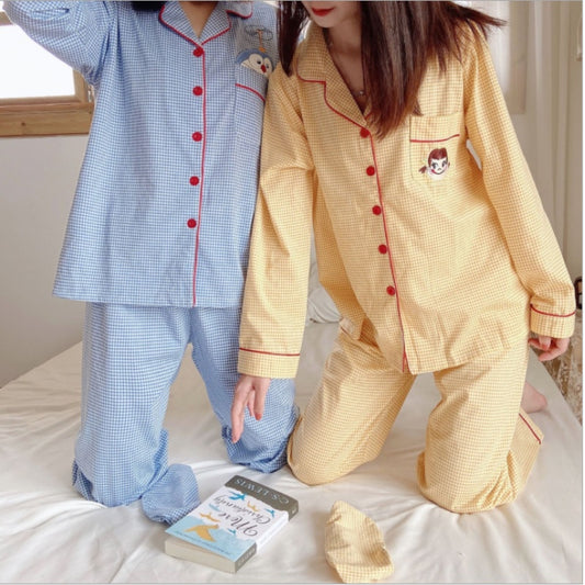 [Doraemon]Free Eye Mask Cotton Couple Collar Pajamas