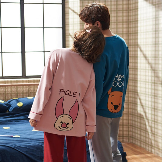 [Pooh]Cotton Couple Long Sleeve Printed Pajamas