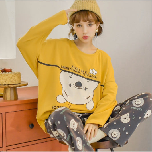 Cotton Printed Long-Sleeved Pajamas Pooh