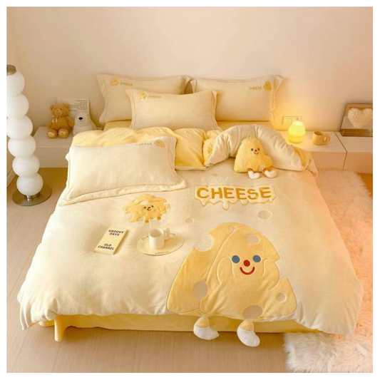 High GSM Milk Velvet Set in 4 Cheese Complimentary Matching Cushion