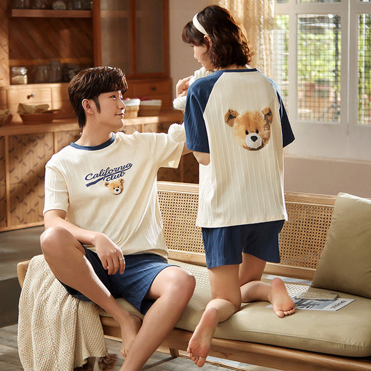 Couple Bear Pajamas Pure Cotton Short Sleeve