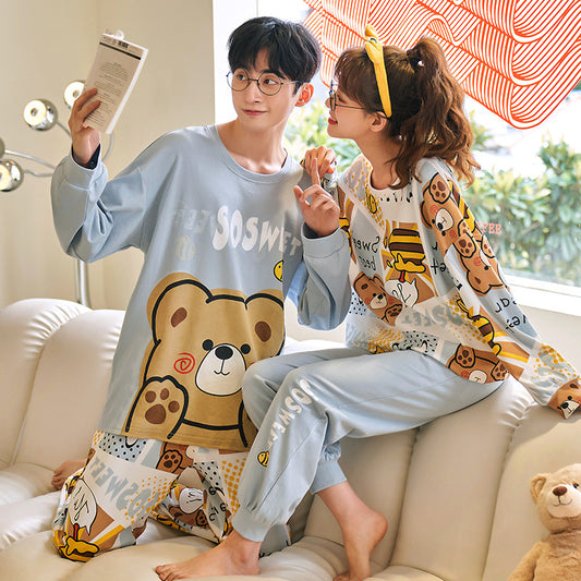 Cute Cartoon Couple\'S Pure Cotton Pajamas
