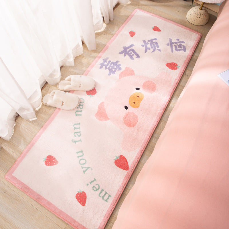 Faux Lambswool Bedside Rug Cute Pig