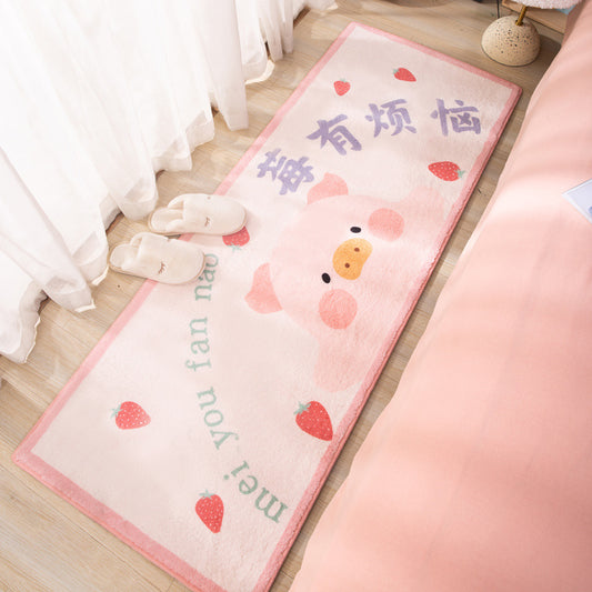 Cute Pig Bedside Rug Bedroom
