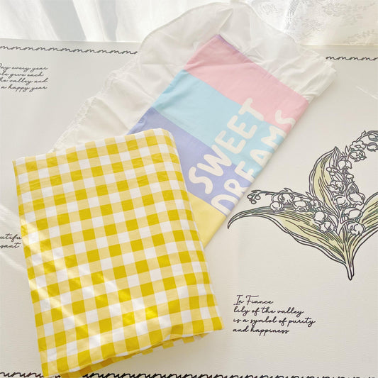 40s Pure Cotton Fitted Sheet Set in 3 Yellow Plaid