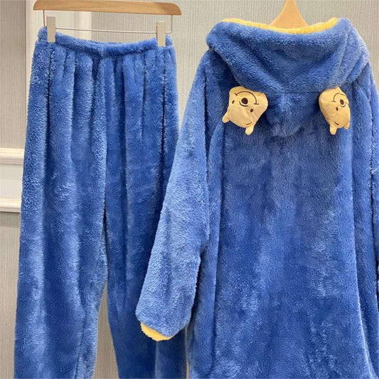 Winter Ultra Warmth Coral Fleece Gown Set Winnie Deep Blue