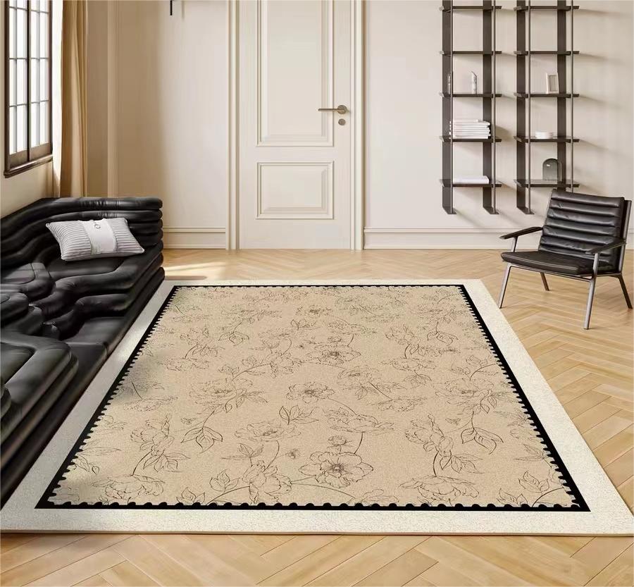 Modern Living Room Rug Intricate Flowers