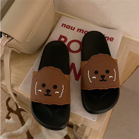 Waterproof Super Soft Slippers Cute Puppy Brown