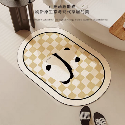 Absorbent And Quick-Drying Floor Mat For Bathroom - Brown Panda