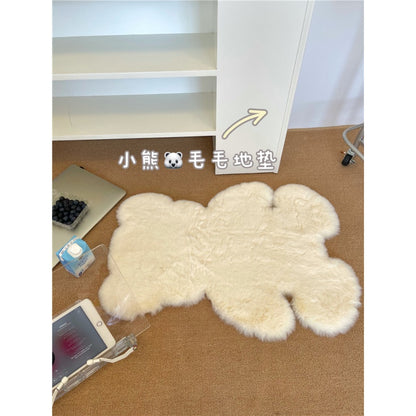 Faux Rabbit Fur Bedside Rug Cute Bear