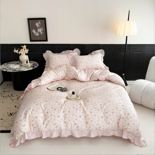 100s Long Staple Cotton Duvet Cover Set in 3 Pink Blossoms