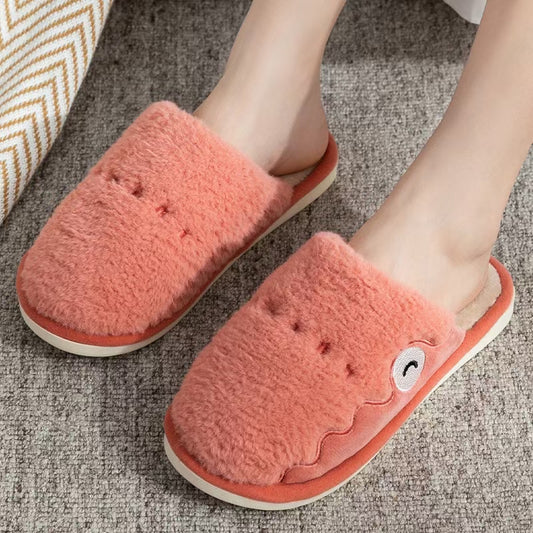 Winter Fluffy and Cute Warm Slippers Dinosaur Red