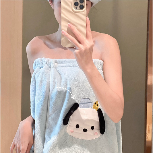 Wrappable Absorbent Cute Bath Skirt Pochacco Blue