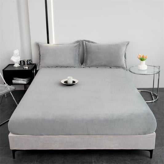 High GSM Milk Velvet Fitted Sheet Grey