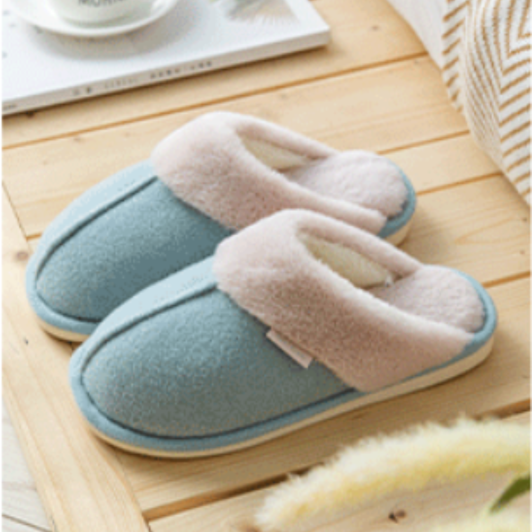 Winter Fluffy and Cute Warm Slippers Minimalist Design Blue