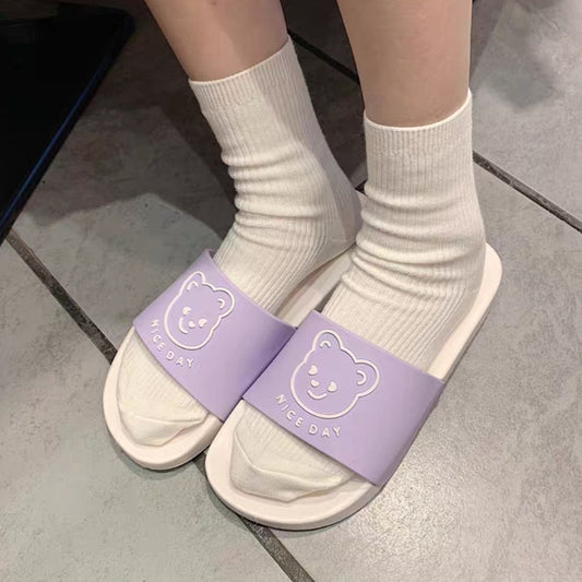 Waterproof Super Soft Slippers Baby Bear White and Purple
