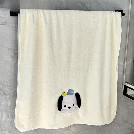 Embroidered Absorbent Soft Bath Towel Pochacco White