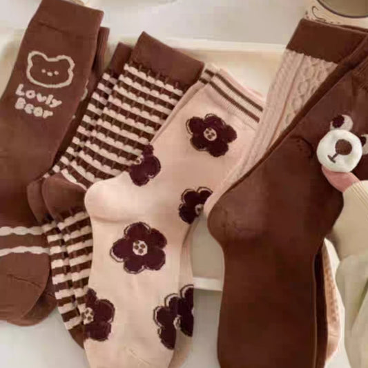 Cashmere Warm Brown Cotton Socks